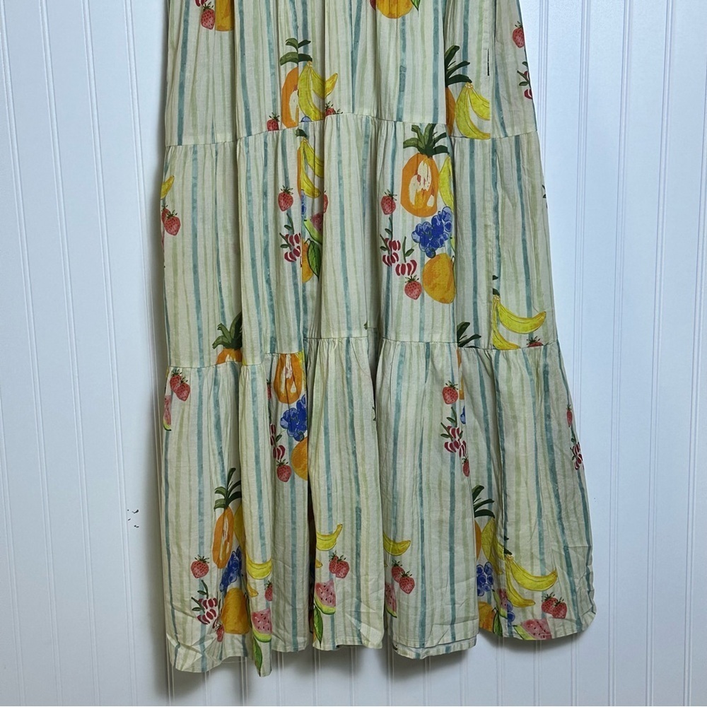 World Market Resort Stripe Fruit Print Midi Dress L/XL  Cotton Casual - Picture 4 of 9